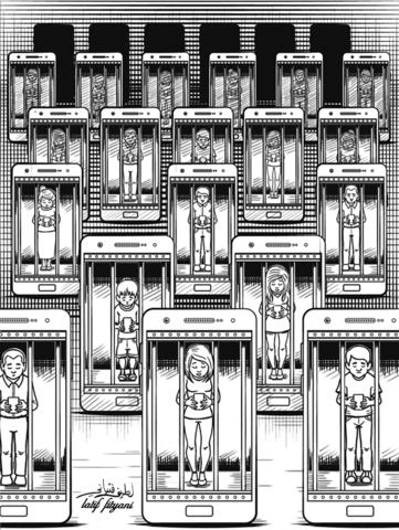 iPhone prison illustration by Latif Fityani.